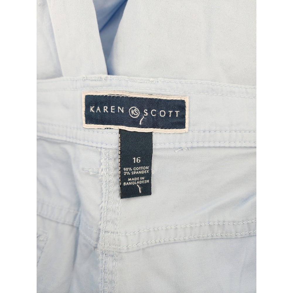 Karen Scott Blue Tummy Control Cargo Bermuda Short Size 16 Coastal Summer Casual - Picture 3 of 11
